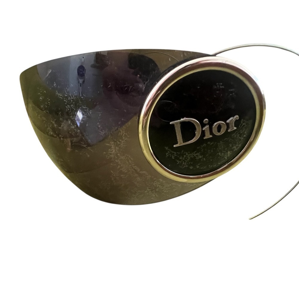 Christian Dior Vintage Shield Sunglasses Y2K Oversized Wrap Logo Medallion Black